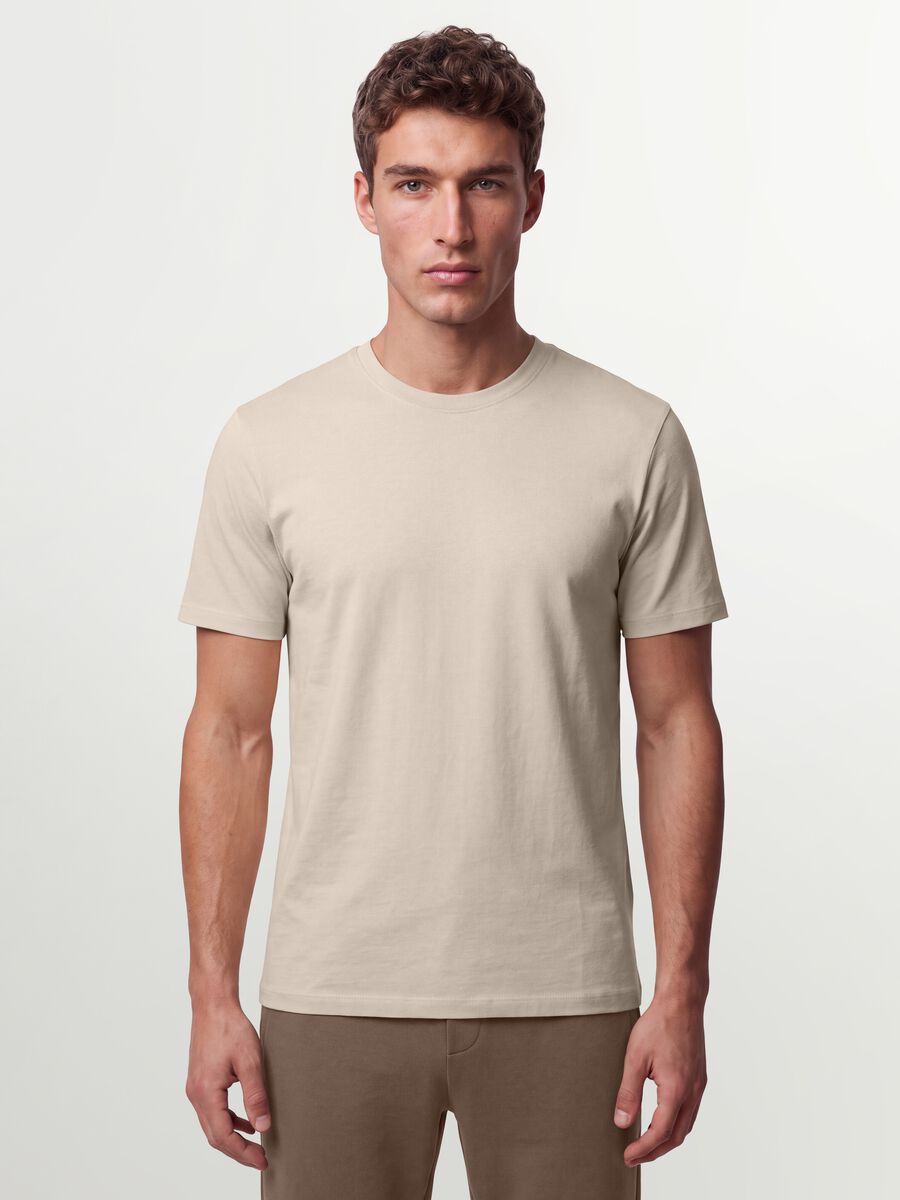 T-shirt beige in puro cotone organico jersey regular fit_0