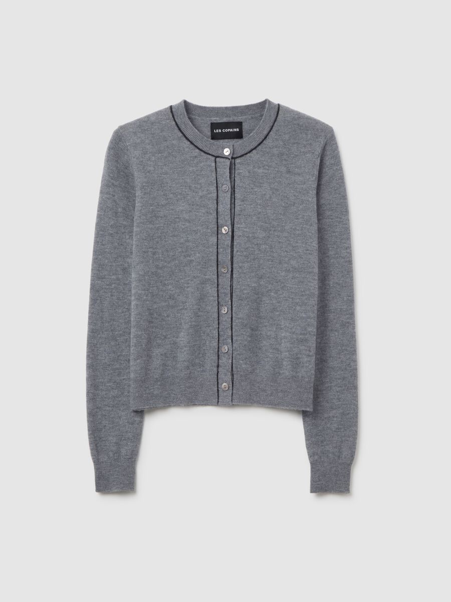 Cardigan in pura lana grigio regular fit_4