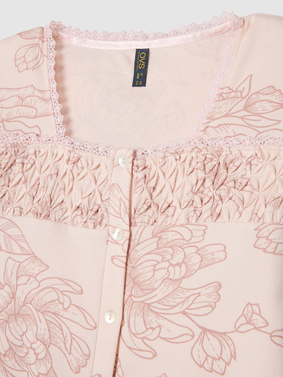 Pigiama in puro cotone rosa regular fit con bottoni_1