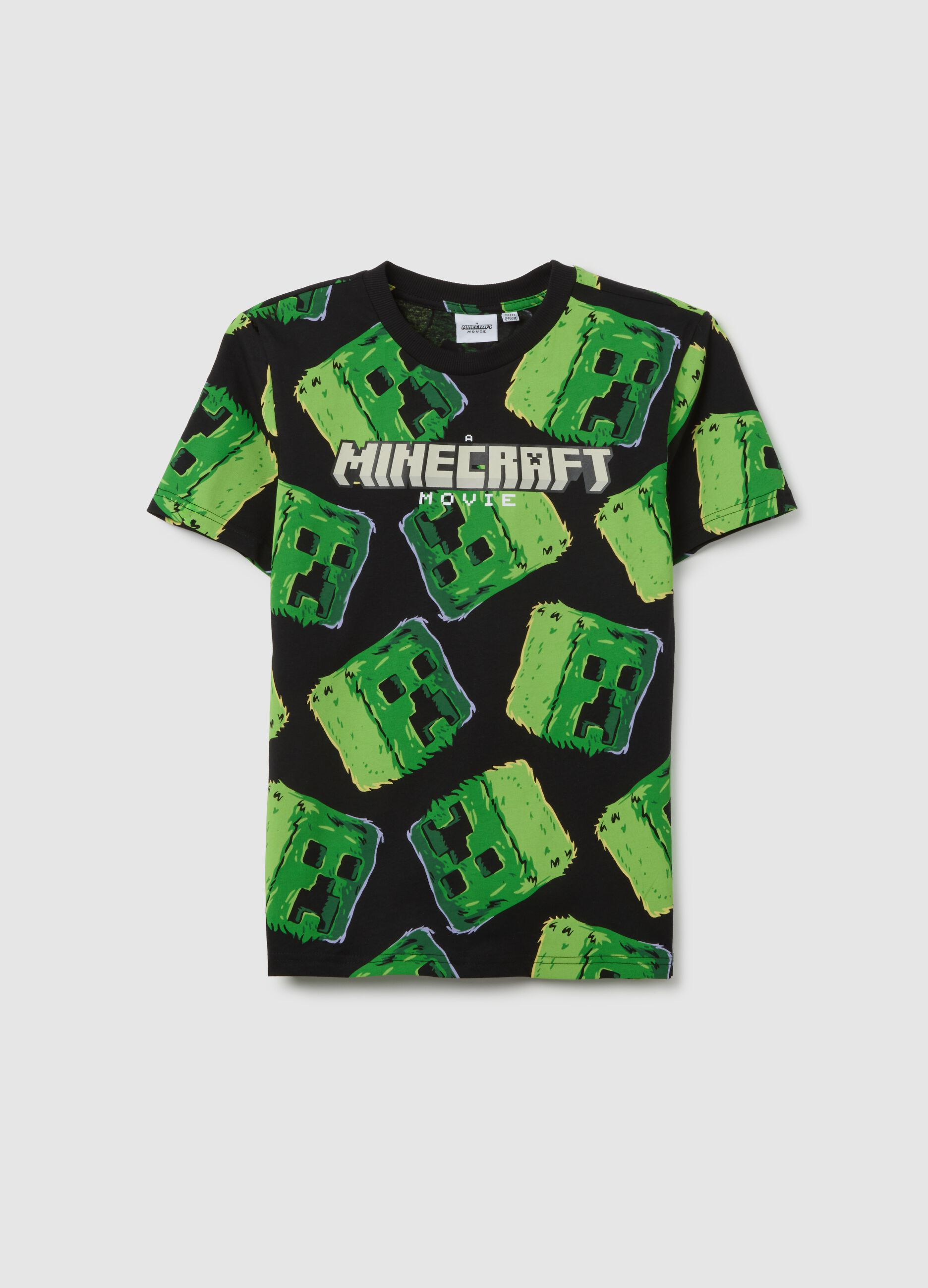 T-shirt da ragazzo in puro cotone multicolor oversize stampa Minecraft