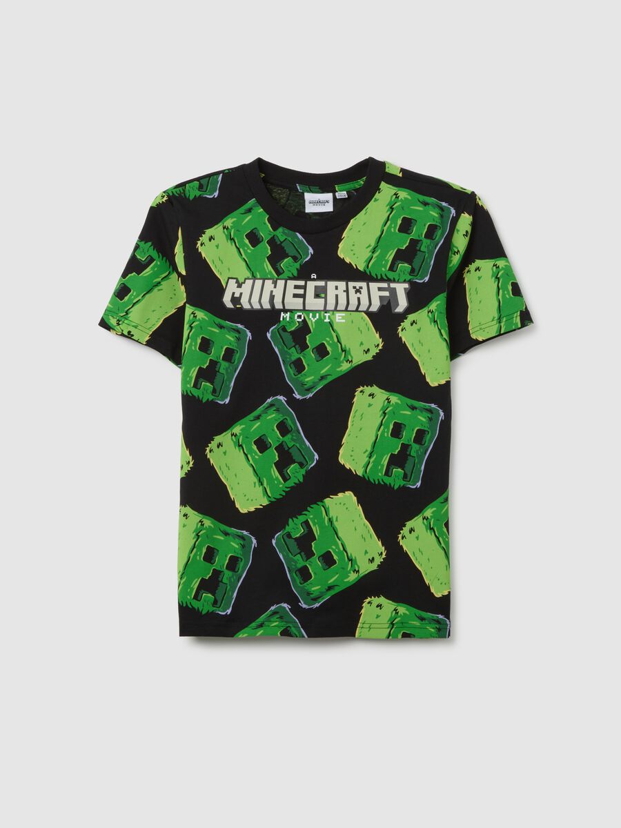 T-shirt da ragazzo in puro cotone multicolor oversize stampa Minecraft_3