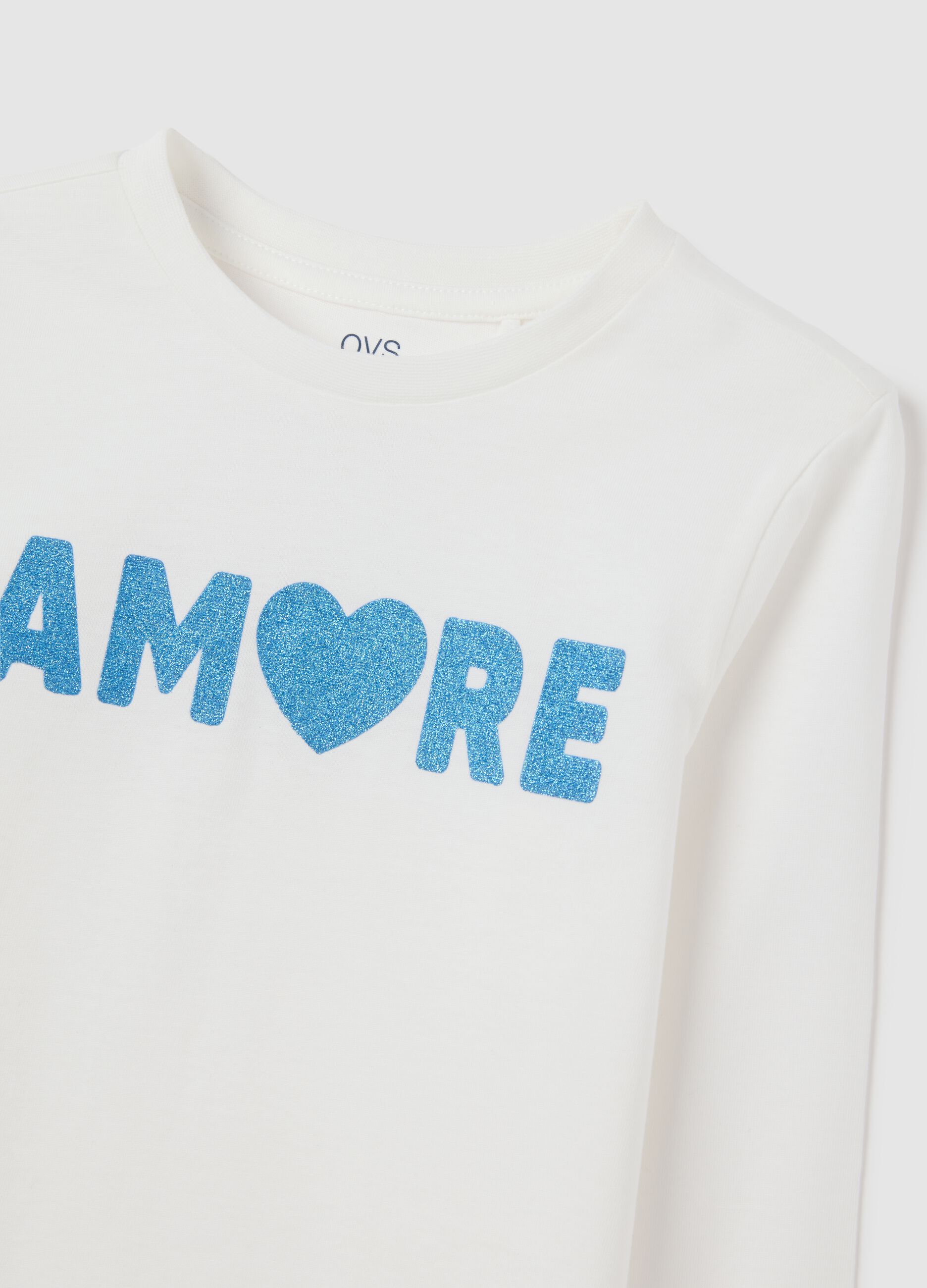 Girls' T-shirt in pure white cotton regular fit with print