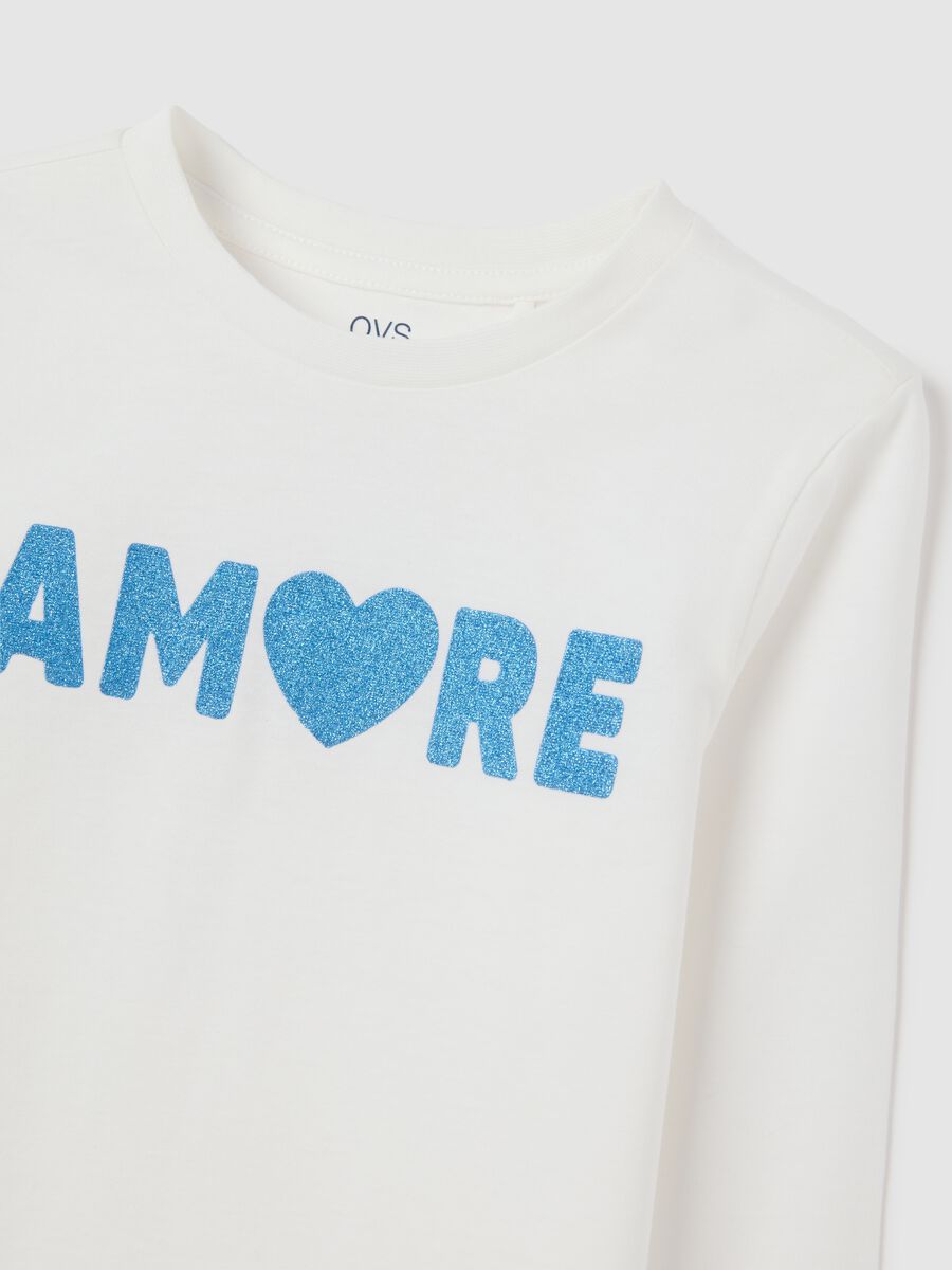 Girls' T-shirt in pure white cotton regular fit with print_2
