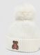 White ribbed viscose-blend beanie with pompom_2