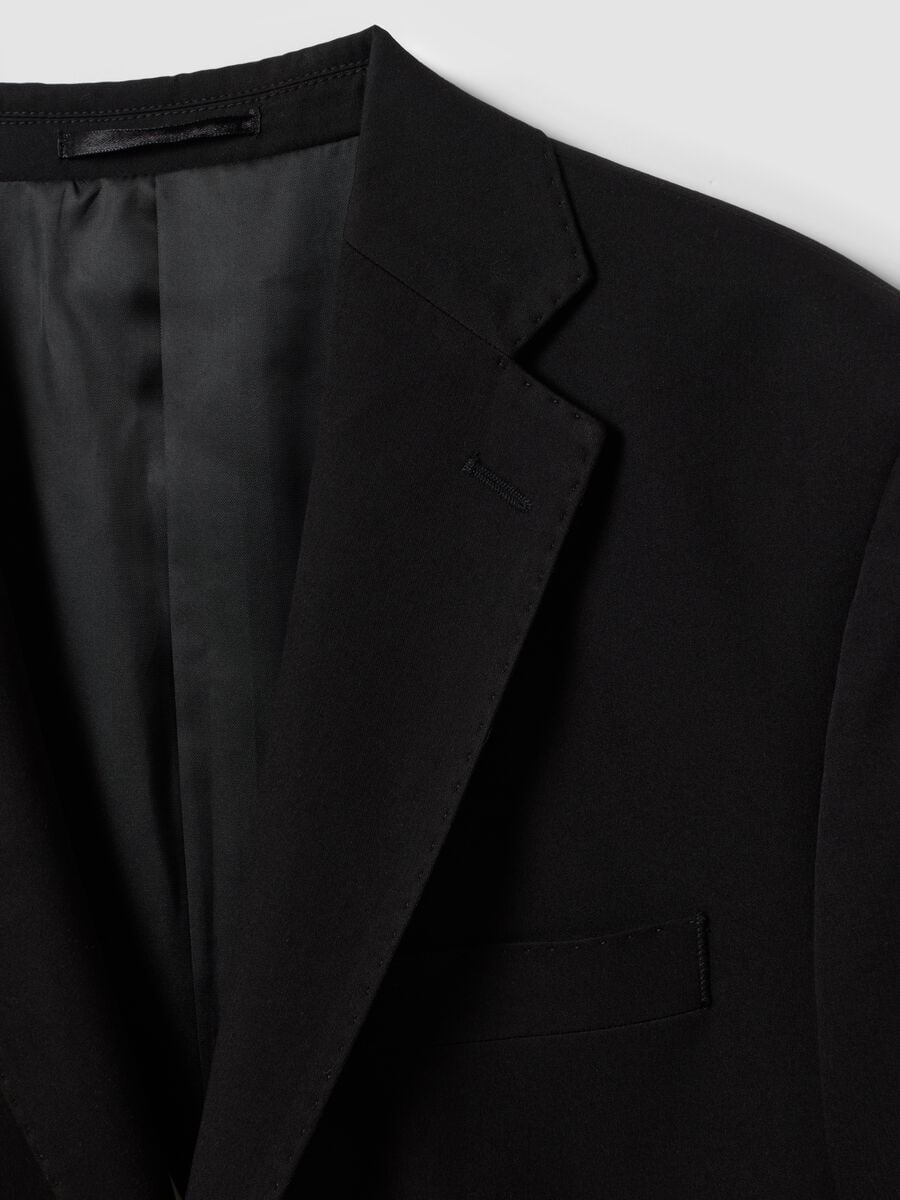 Black stretch viscose blazer with classic lapels_1