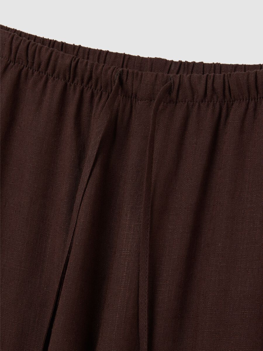 Brown wide-leg trousers in linen and viscose_5