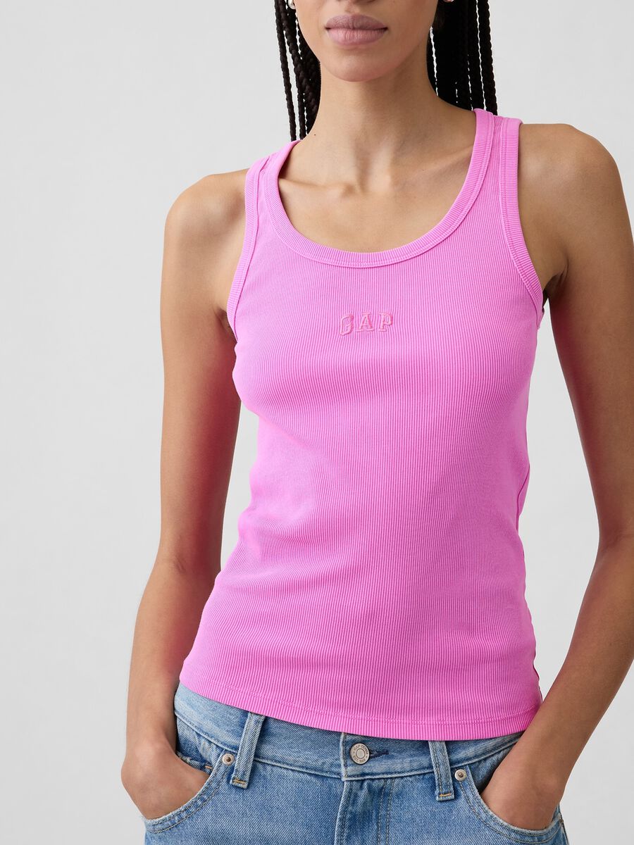 Ribbed stretch cotton tank top_3
