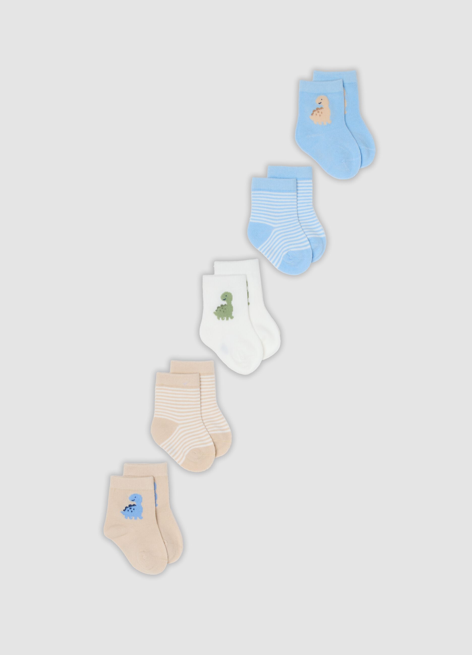 Five-pack of multicolour short socks in stretch organic cotton