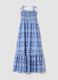 Abito lungo blu in puro cotone con spalline annodate_4