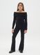 Girls' Black Cotton Blend Flare Trousers_0