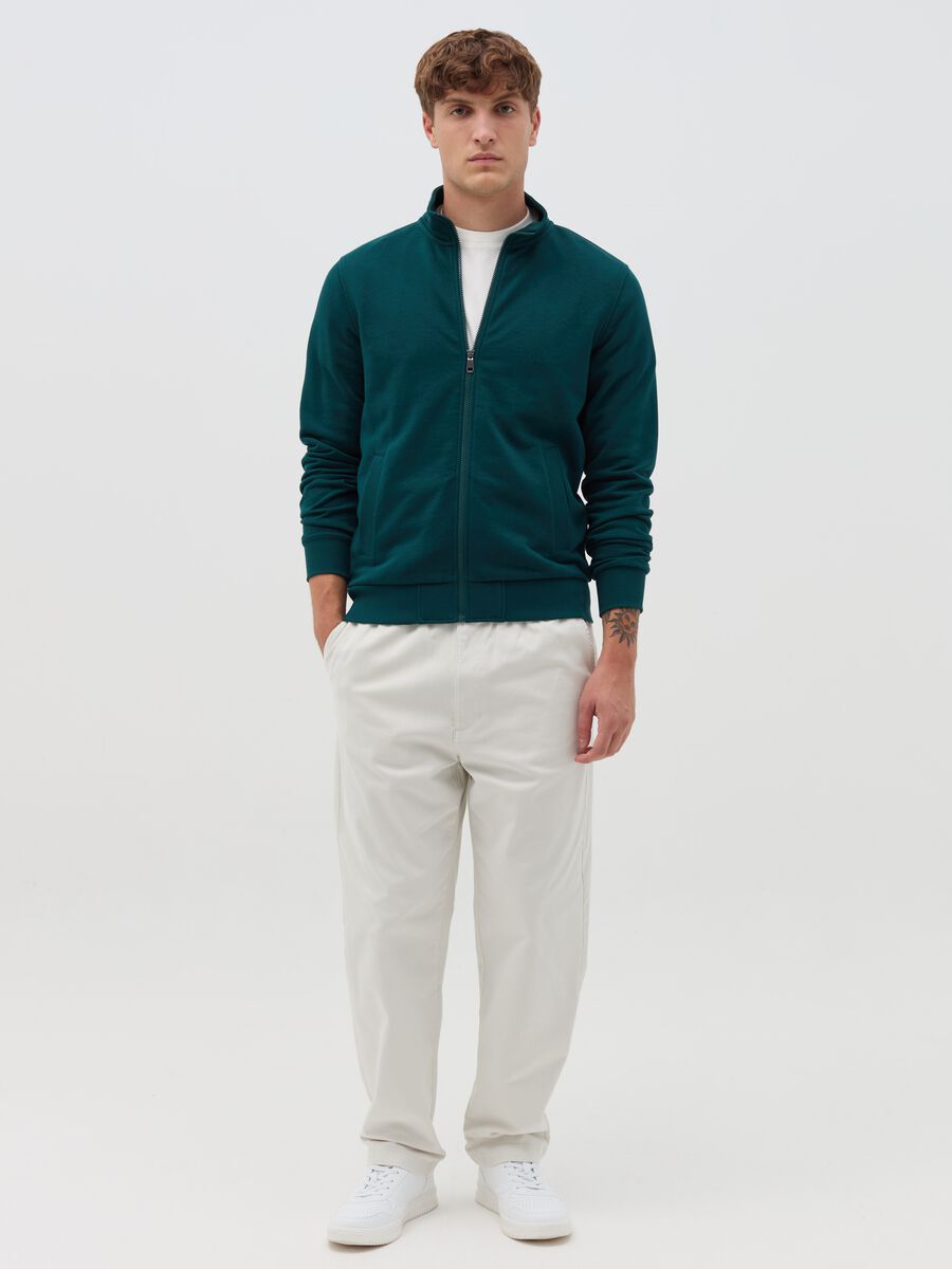 Full-zip sweatshirt in French terry with high neck_1