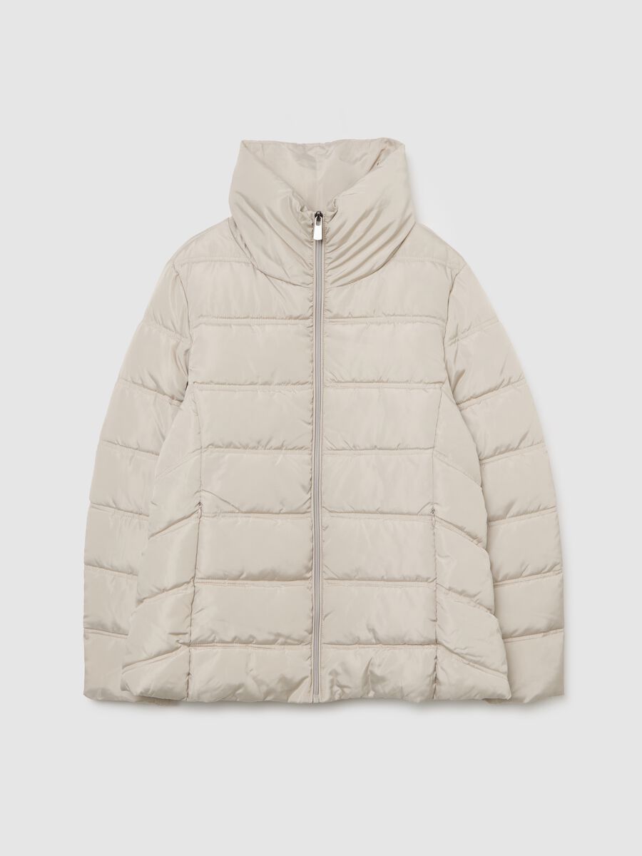 Beige Quilted Jacket Regular Fit_0