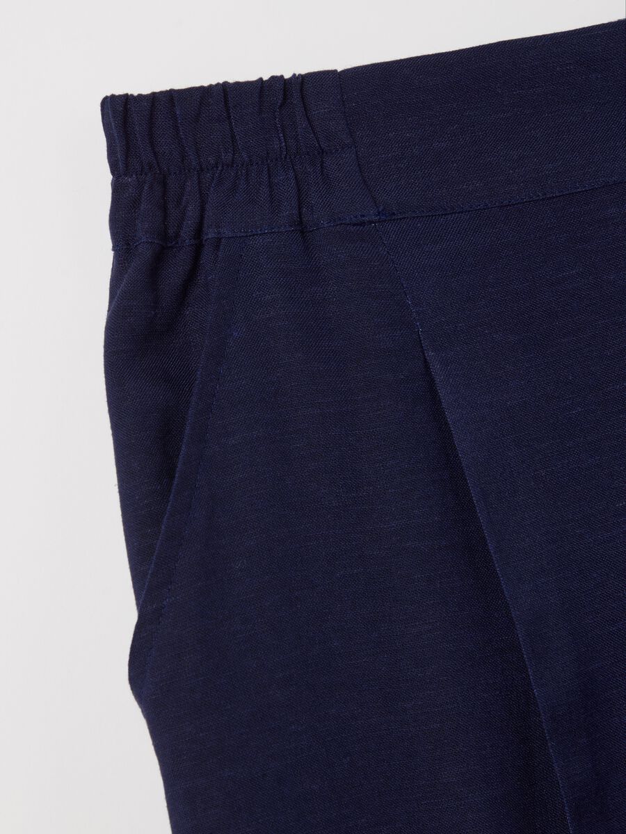 Navy blue linen and viscose trousers_5