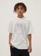 White pure cotton oversized fit boy's T-shirt with print_0