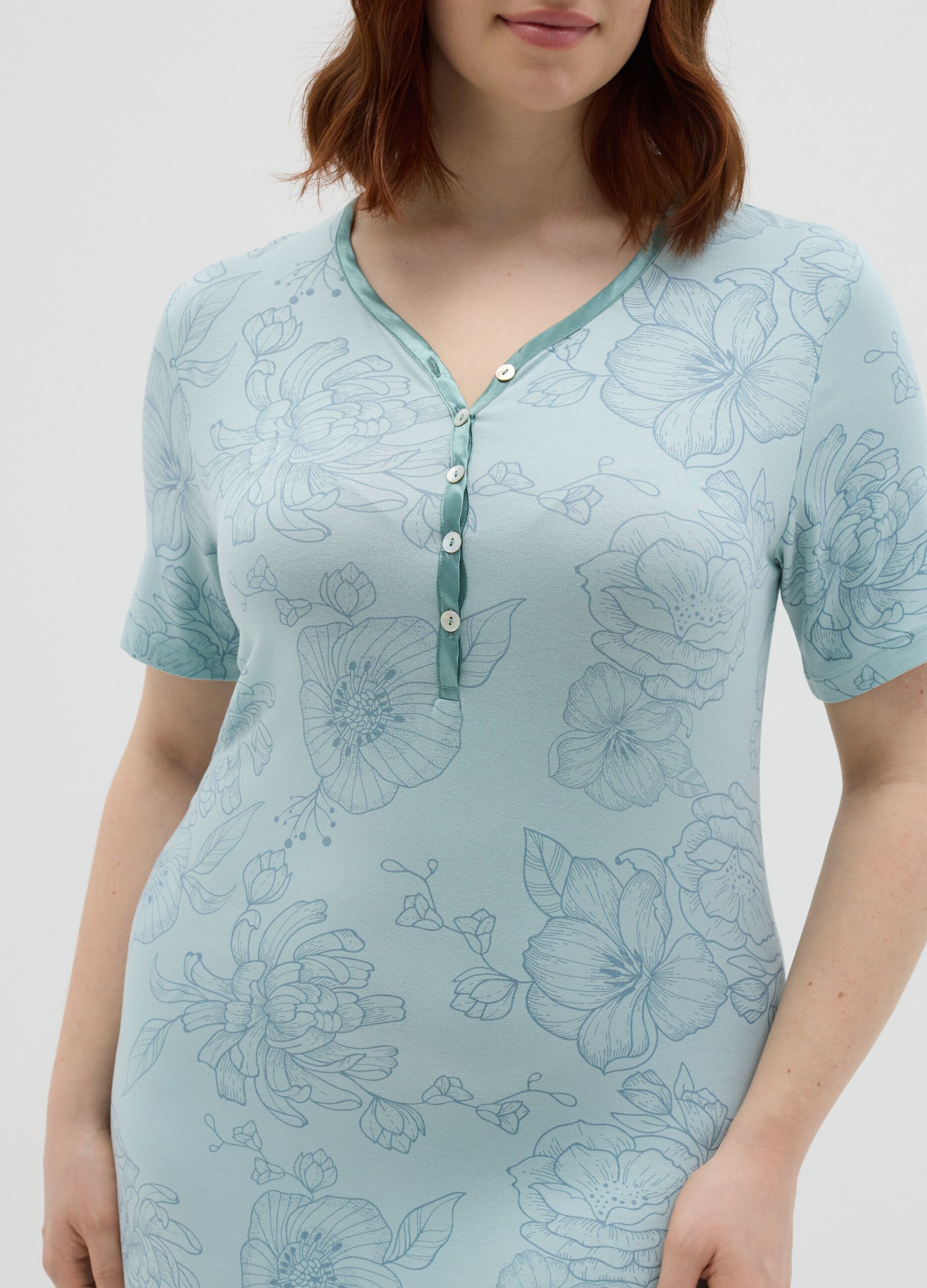 Light blue nightgown with floral print