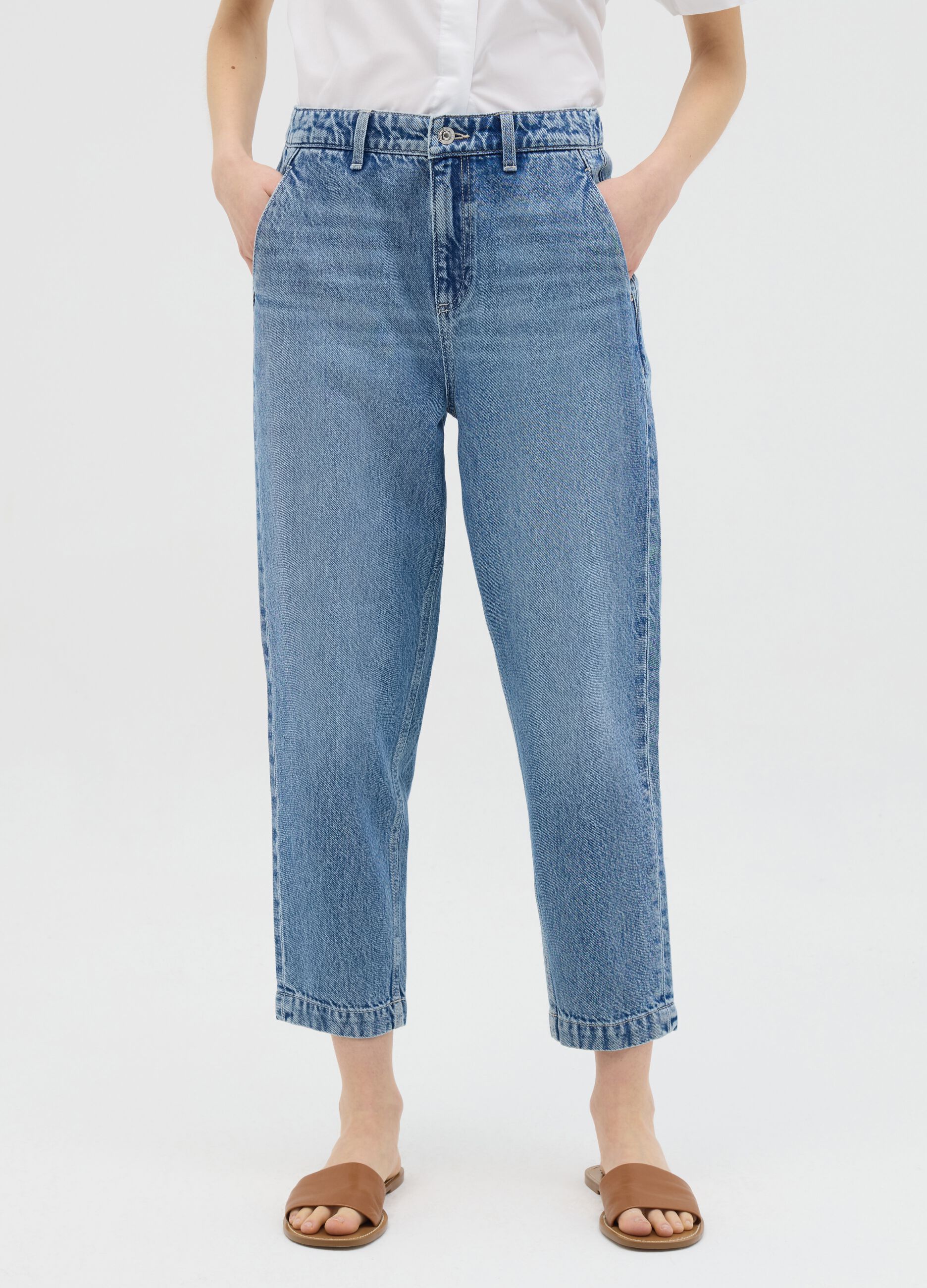 Jeans carrot fit blu in cotone