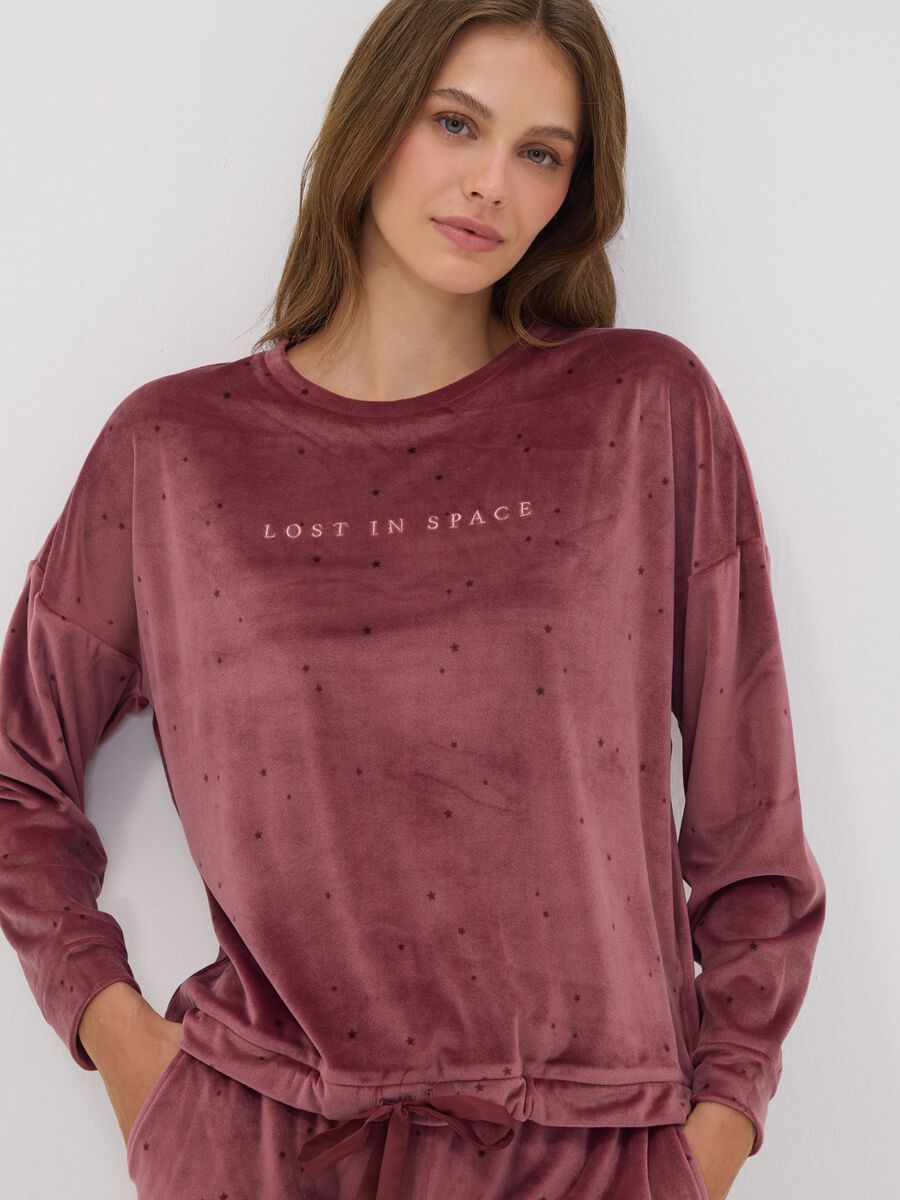 Pink stretch pyjama sweatshirt with star print_2