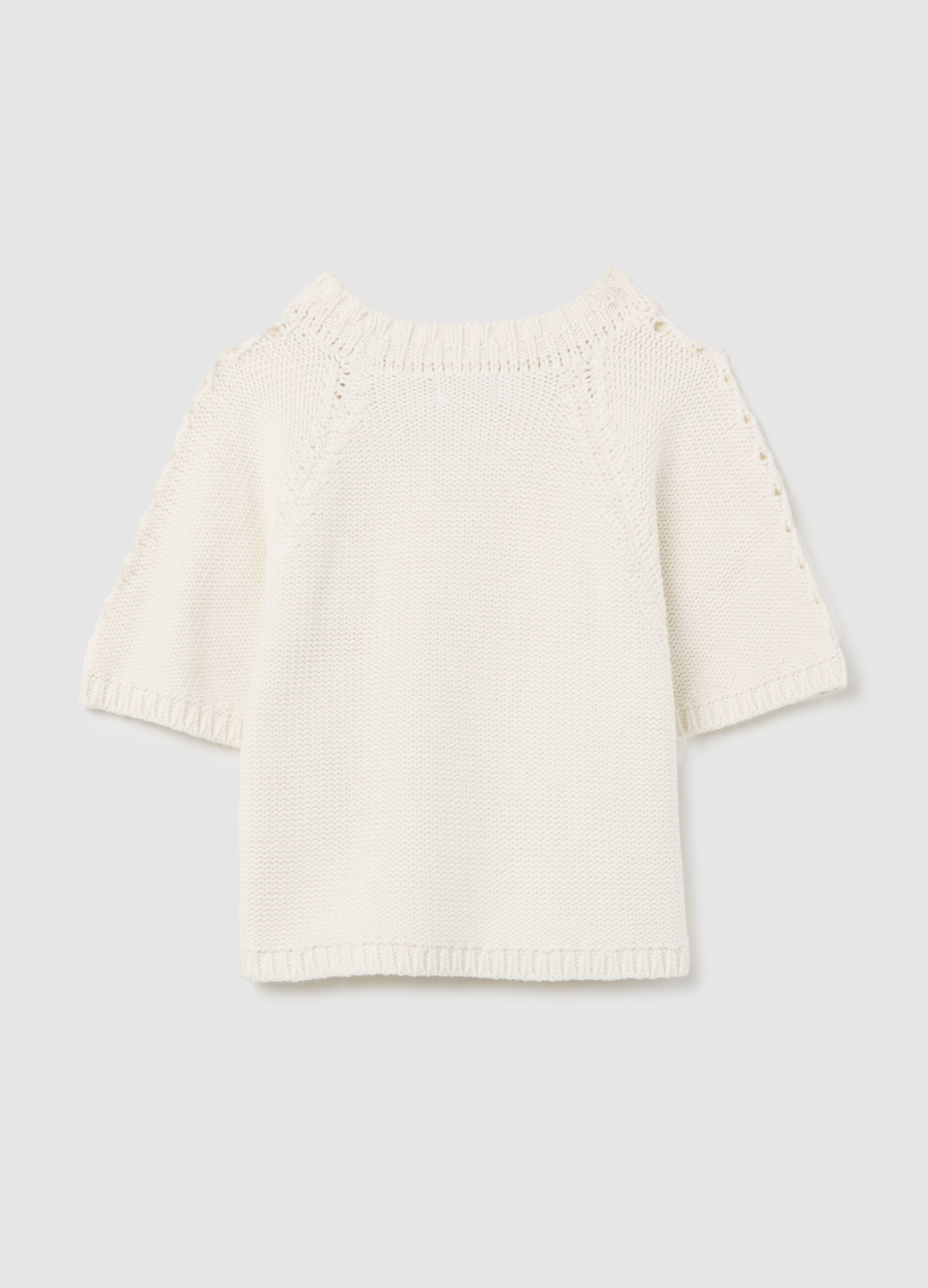 White openwork sweater in cotton