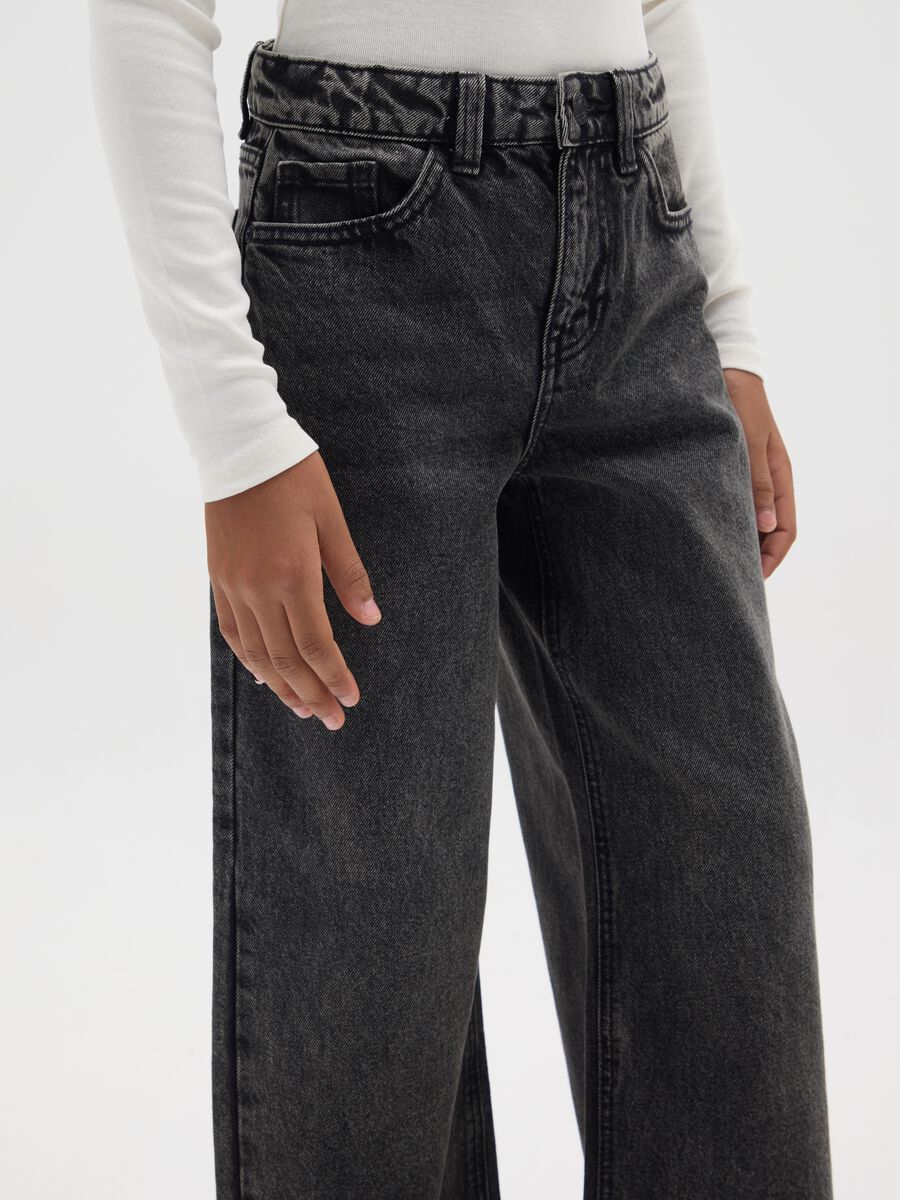 Girls' Black Pure Cotton Culotte Jeans_2