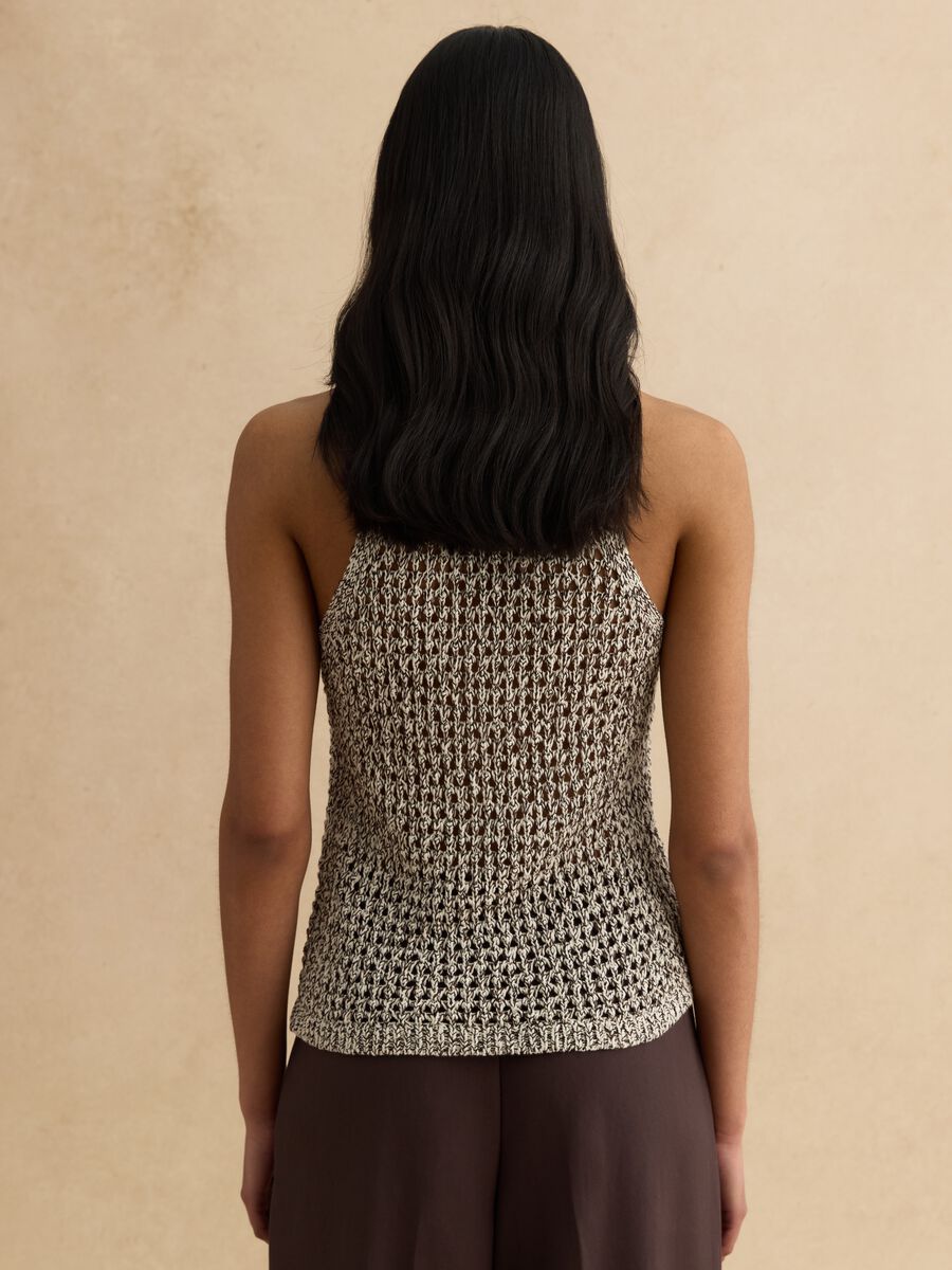 Multicoloured regular fit cotton blend tank top with knitted design_2