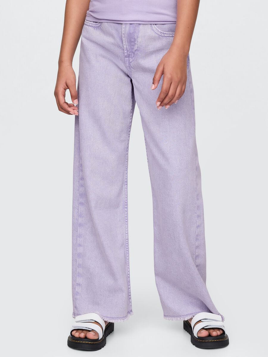 Purple wide leg jeans in cotton and Lyocell_2