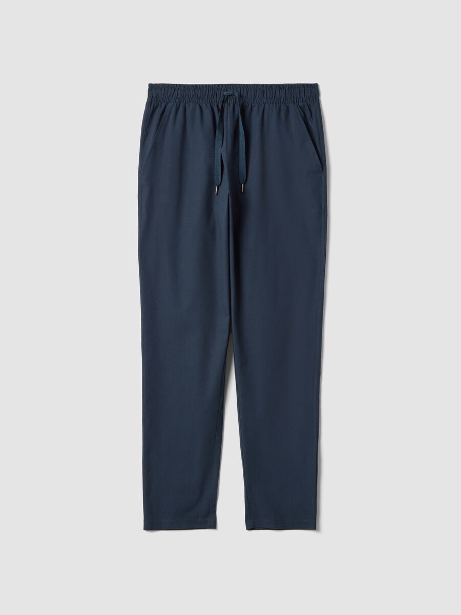 Green cotton-linen blend pyjama trousers, relaxed fit_0