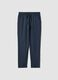 Green cotton-linen blend pyjama trousers, relaxed fit_0