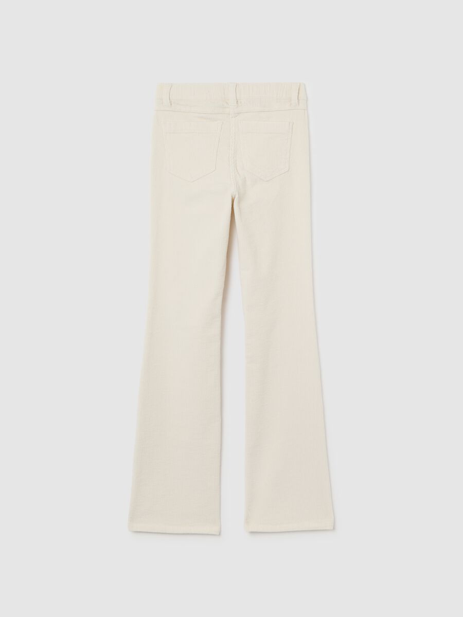 Treggings flare da ragazza in cotone elasticizzato bianchi_1
