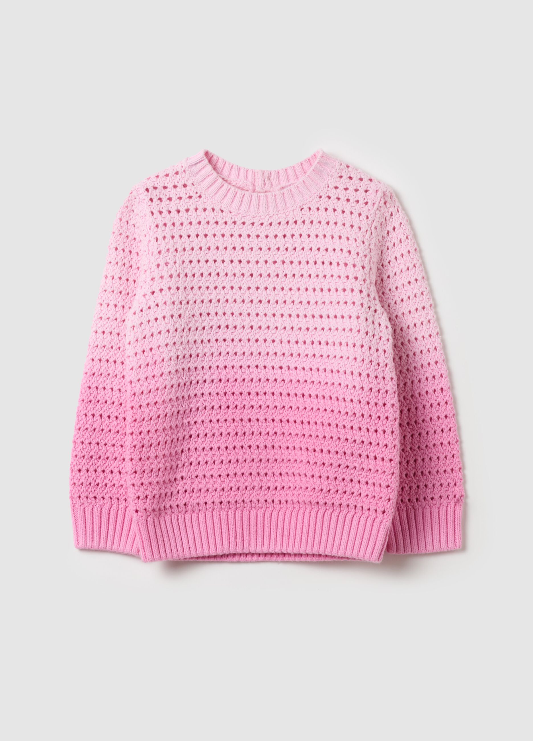Degradé pullover with openwork design