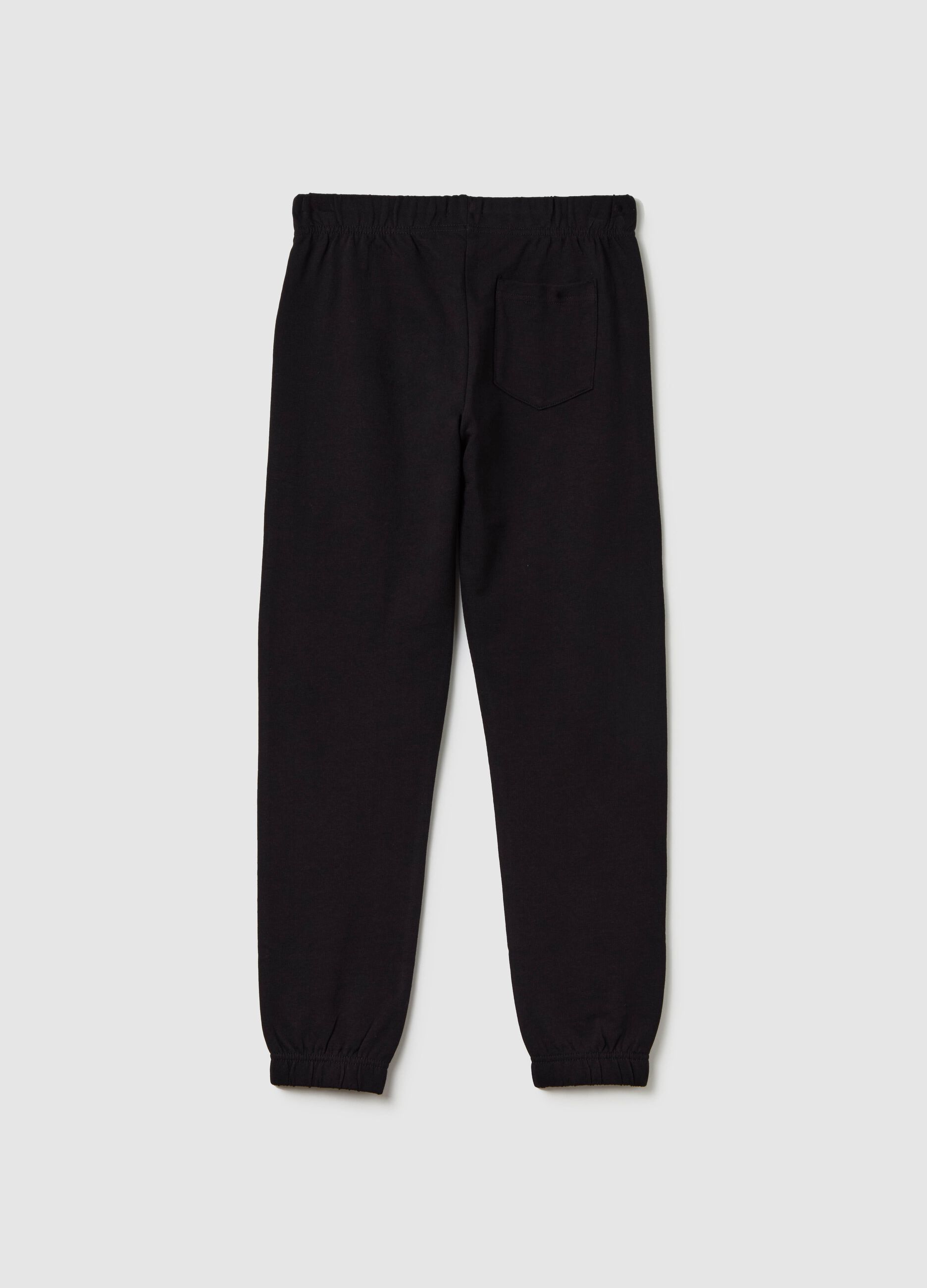 Joggers with drawstring and "Fire" print