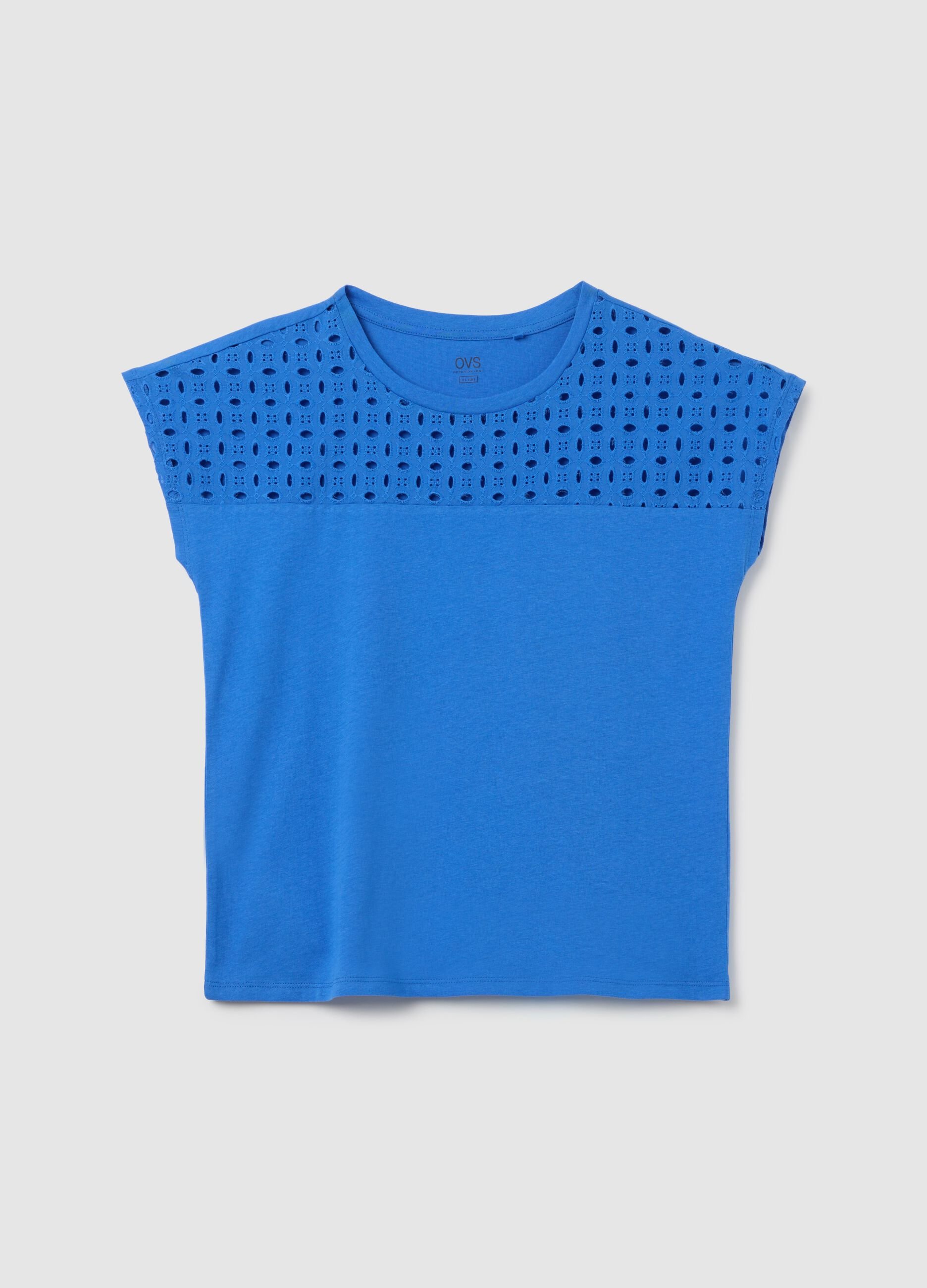 Women's regular fit pure cotton blue T-shirt