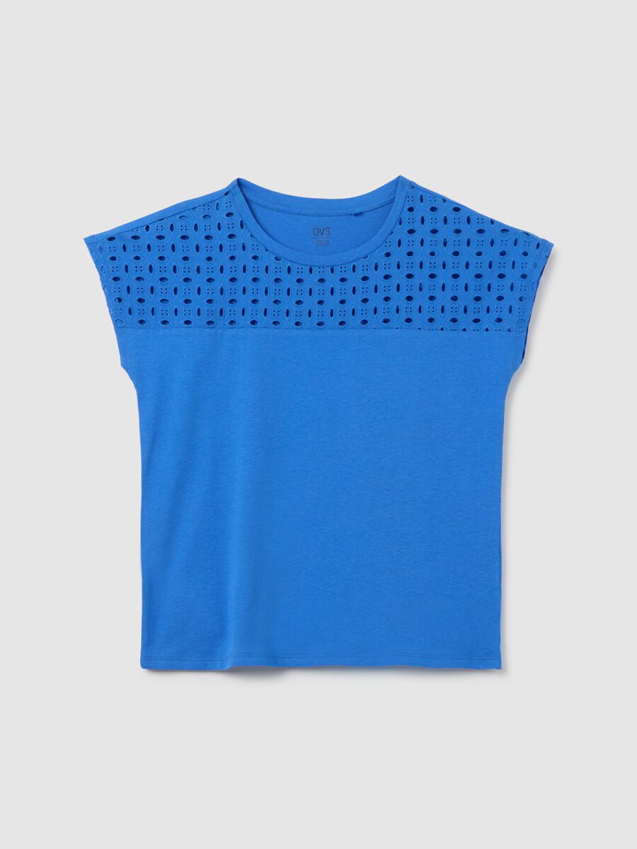 Women's regular fit pure cotton blue T-shirt_4