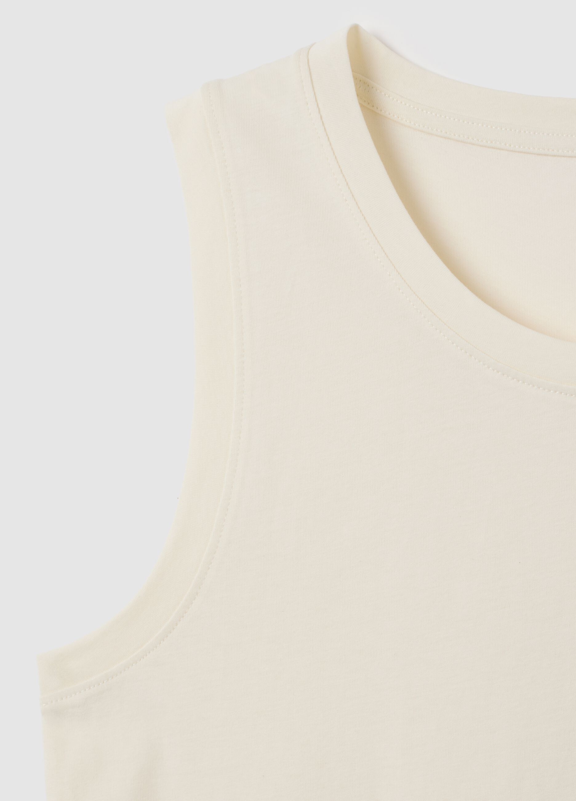 Canotta basic da uomo in puro cotone beige regular fit