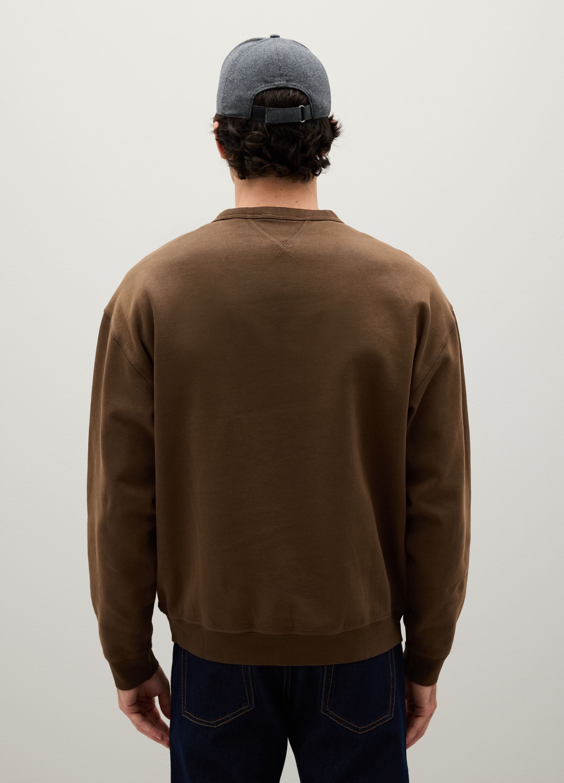 Brown pure cotton sweatshirt regular fit