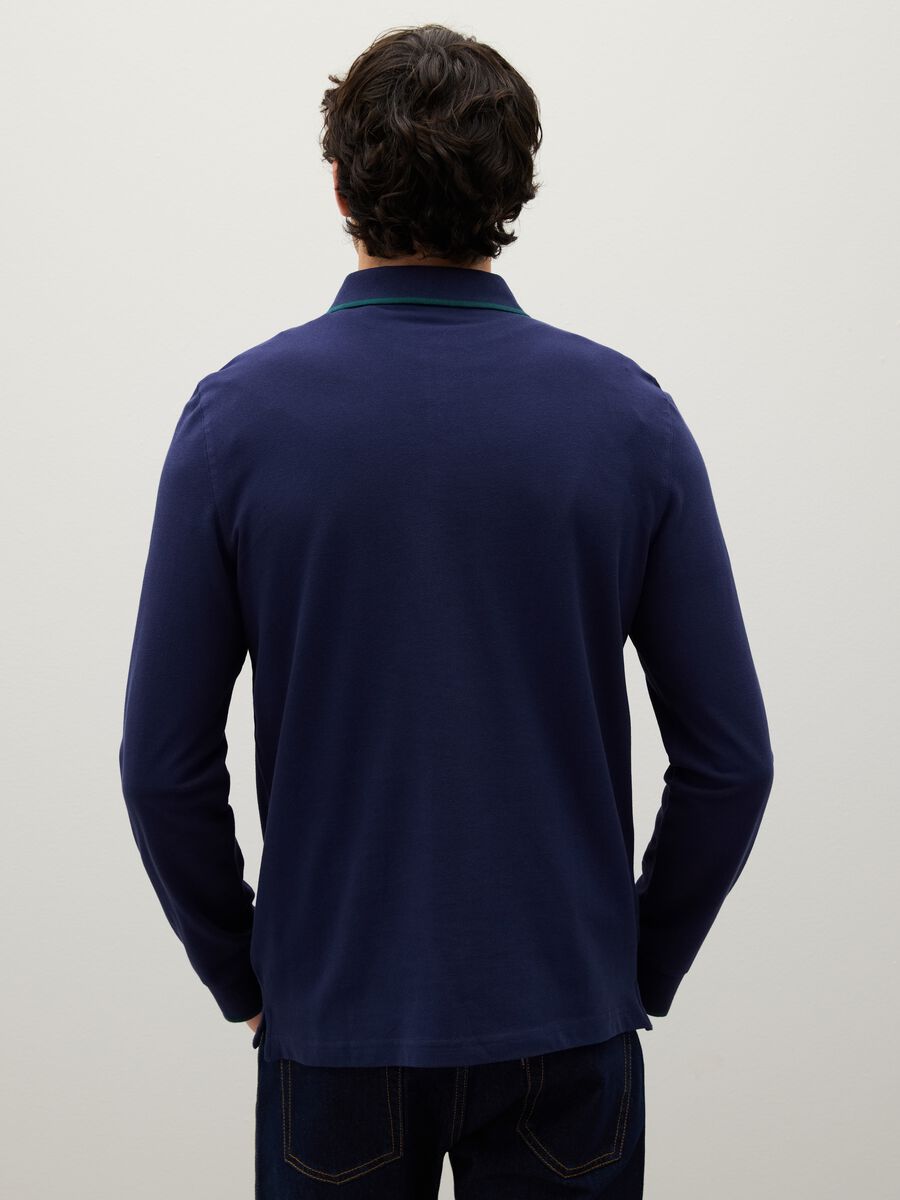 Polo in puro cotone blu regular fit_3