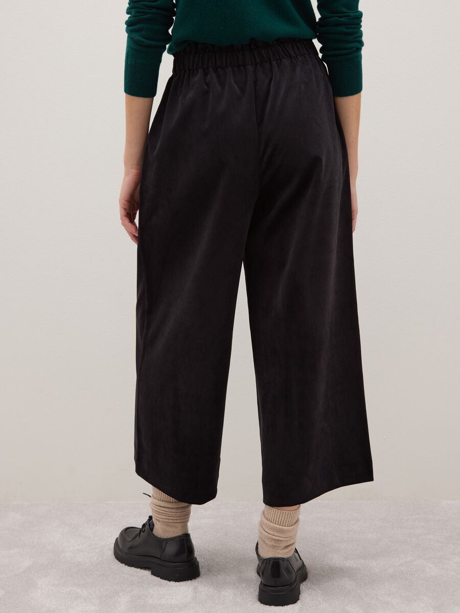 Regular Fit Black Velvet Trousers_2