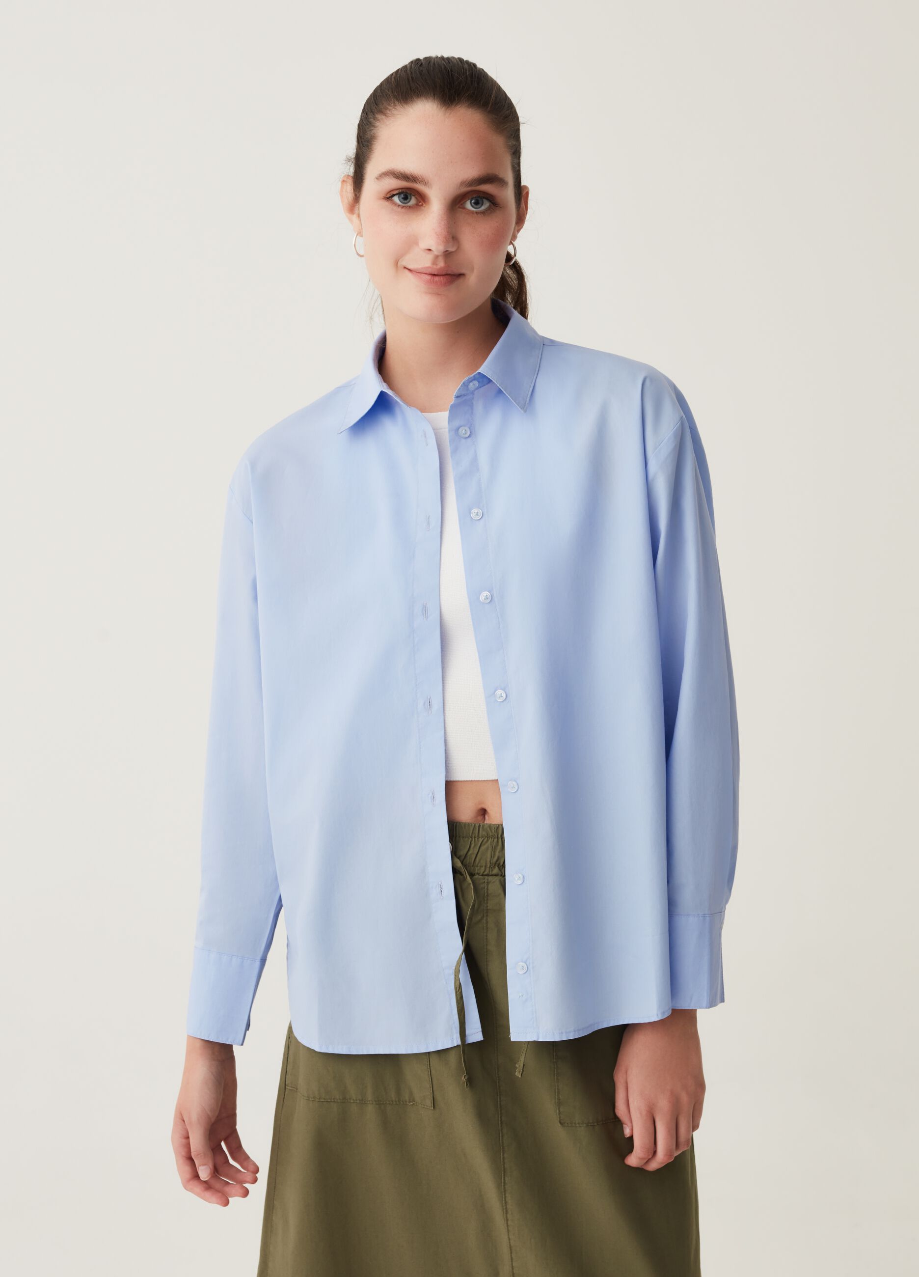 Camicia in popeline tinta unita_1