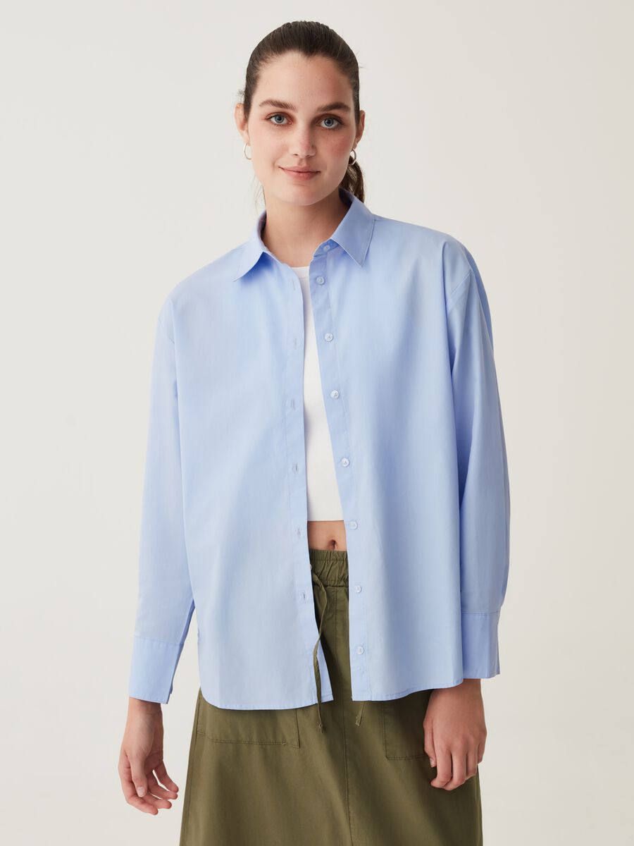 Camicia in popeline tinta unita_1