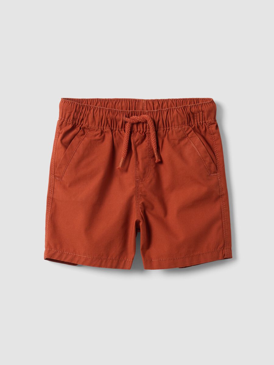 Orange pure cotton boys&rsquo; shorts, regular fit, with drawstring_0