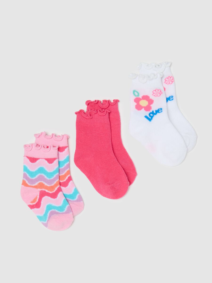 Tripack calze con disegno righe e fiore_0