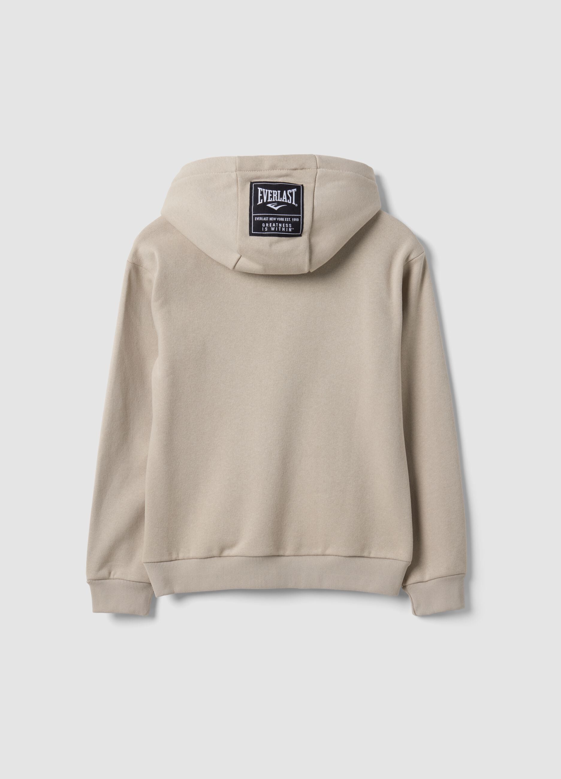 Beige cotton-blend hoodie with logo for boys