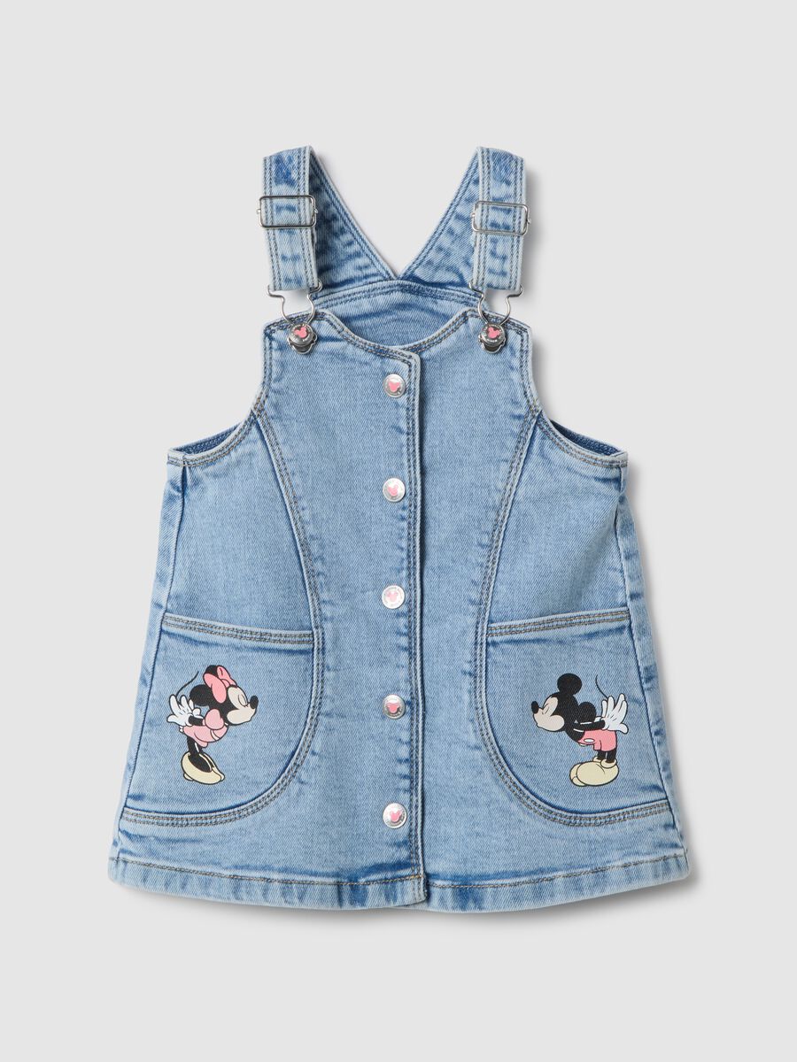 Blue stretch denim dress regular fit for baby girl_0