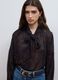 Camicia nera con fantasia floreale e fiocco al collo_2