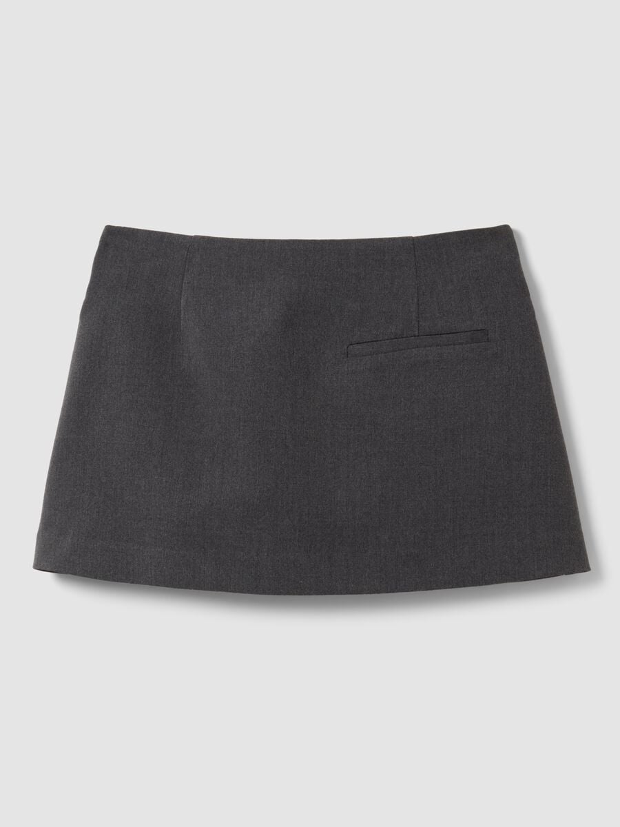 Grey stretch viscose mini skirt with belt_2