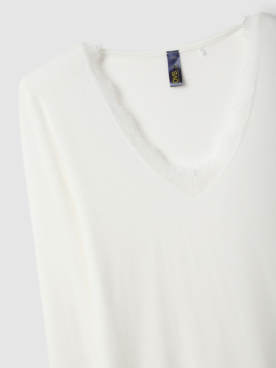 White long sleeve regular fit jumper with lace trims_1