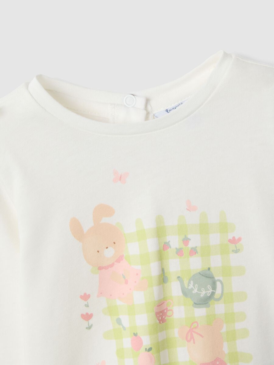 Maglia in cotone biologico bianca regular fit per bimba_2