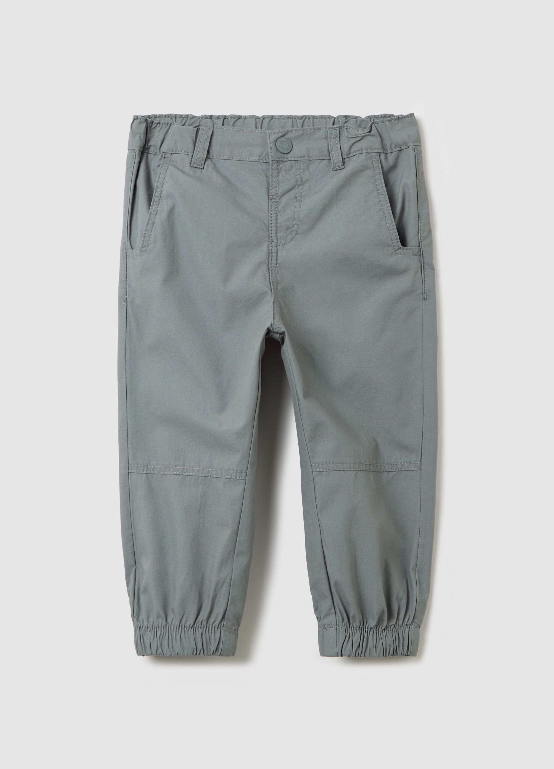 Poplin trousers with elasticated edging