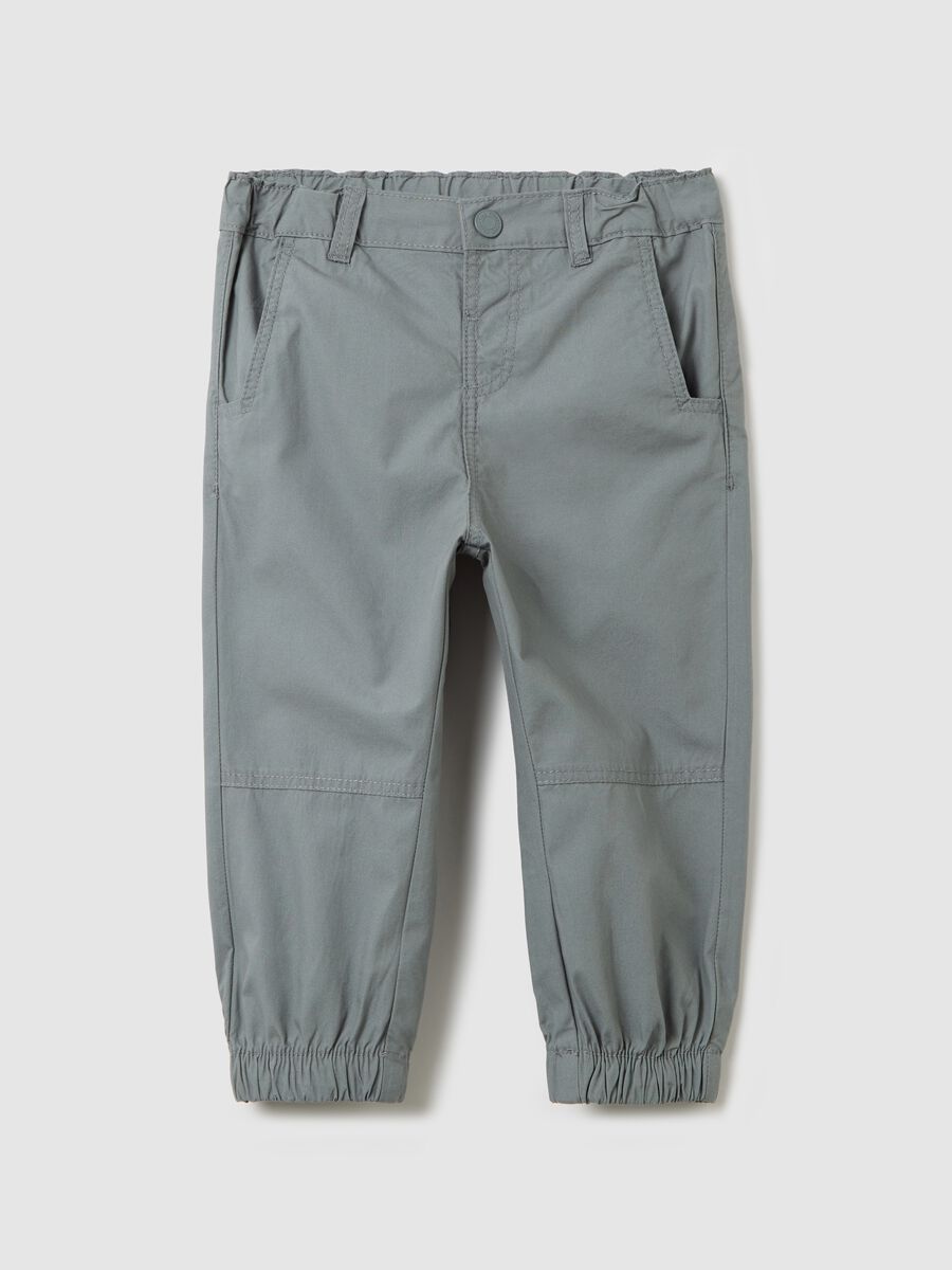 Poplin trousers with elasticated edging_0