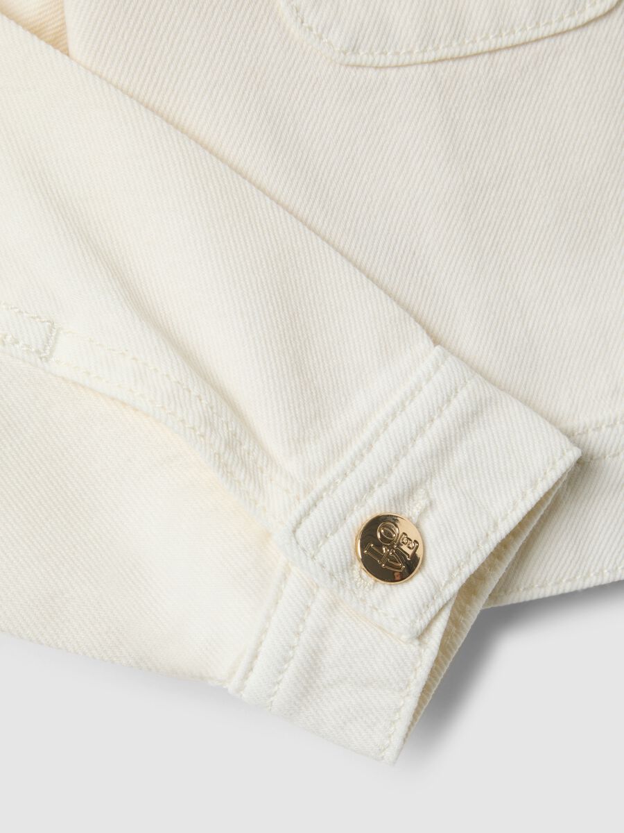 Giacca in puro cotone bianco da bambina regular fit con ricami_3
