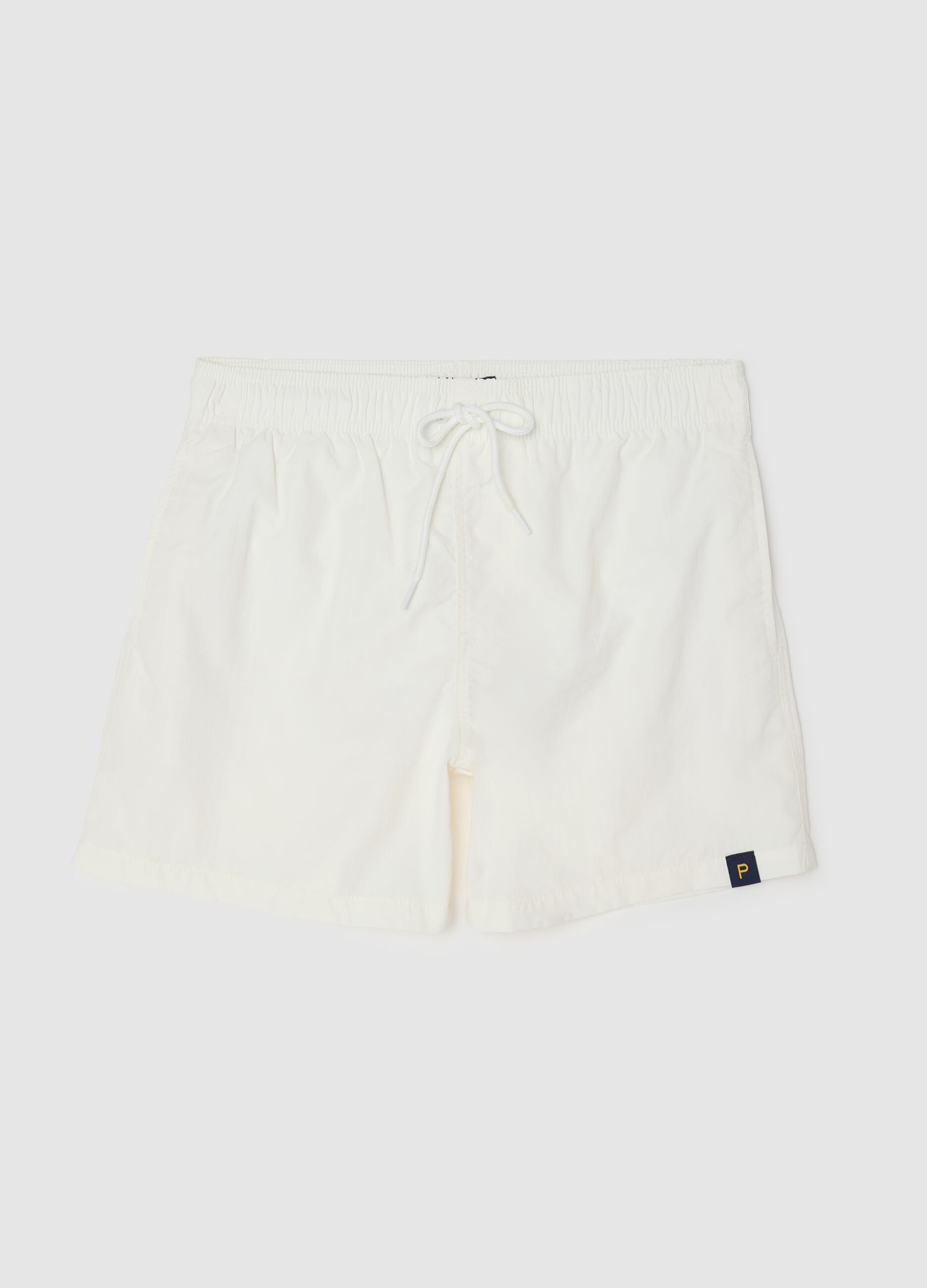 Men’s regular-fit swim boxers in white blend with elastic waist